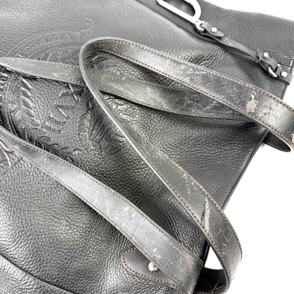 Ralph Lauren Tote‎ Bag Black Leather Shoulder Bag LXVII Bag Charm Silver READ - Picture 9 of 16